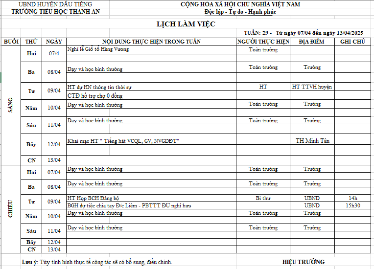 LCT TUẦN 29